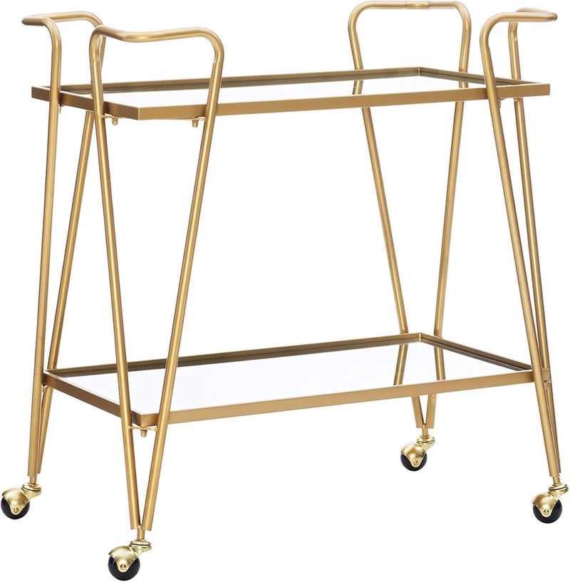 Linon Gina Mid-Century Bar Cart, Gold - Image 1